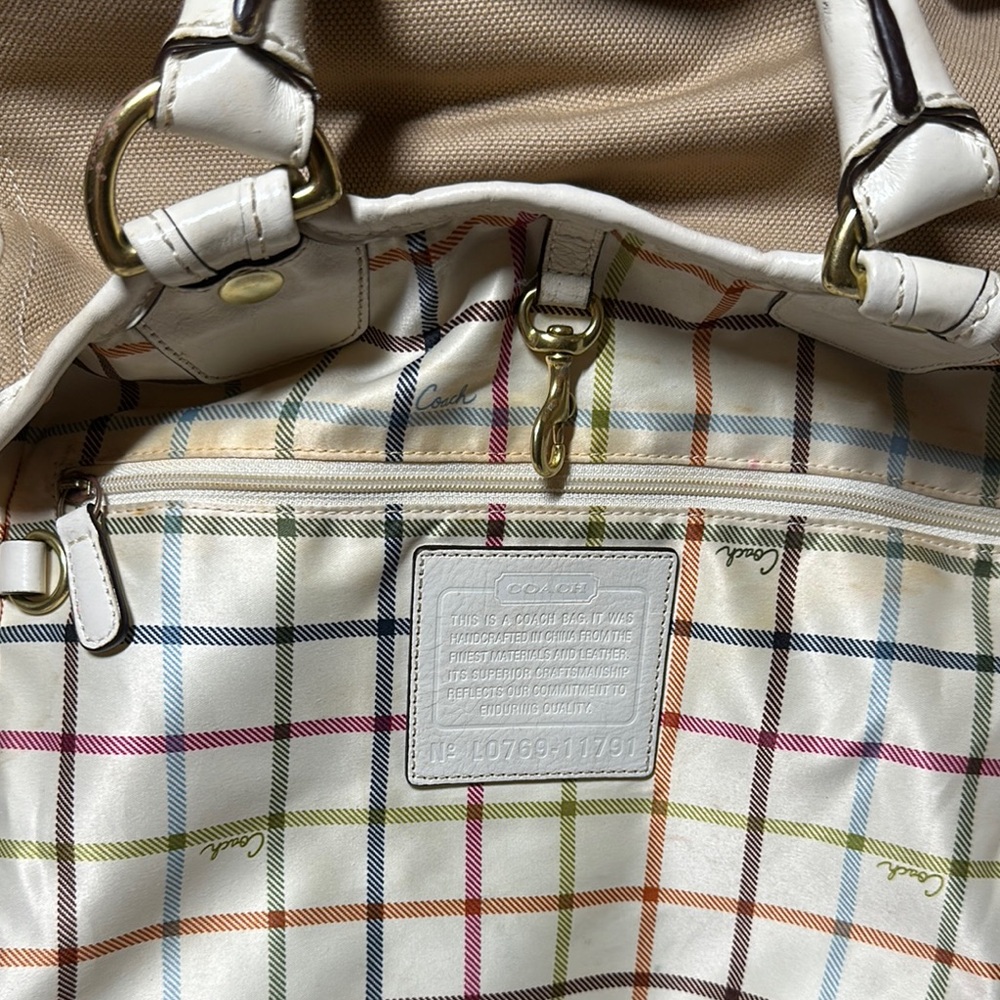 Coach 2007 Heritage Stripe Canvas and Leather Tote - Picture 11 of 12